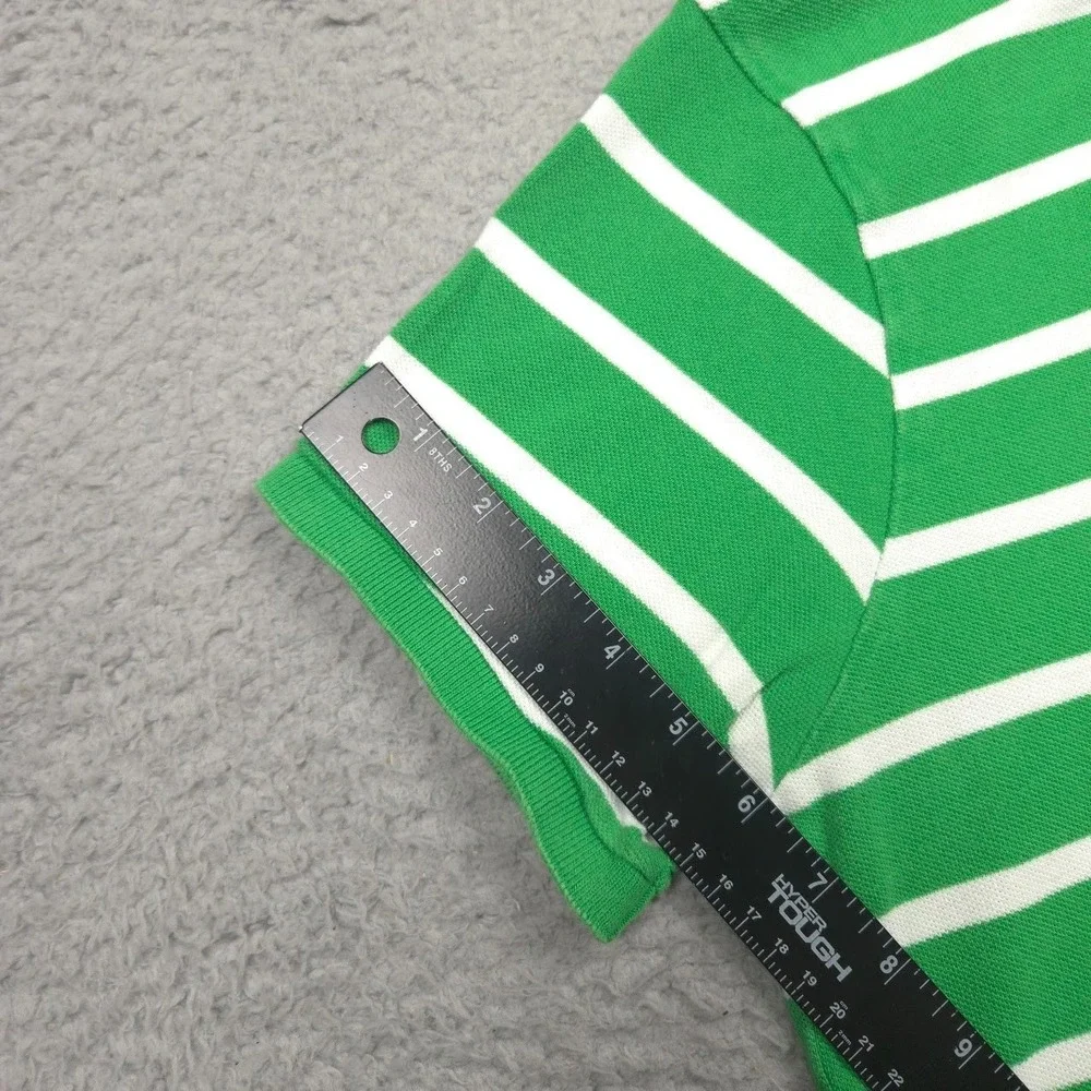 Polo Ralph Lauren Mens Medium Green White Striped Custom Fit Pony Polo Shirt